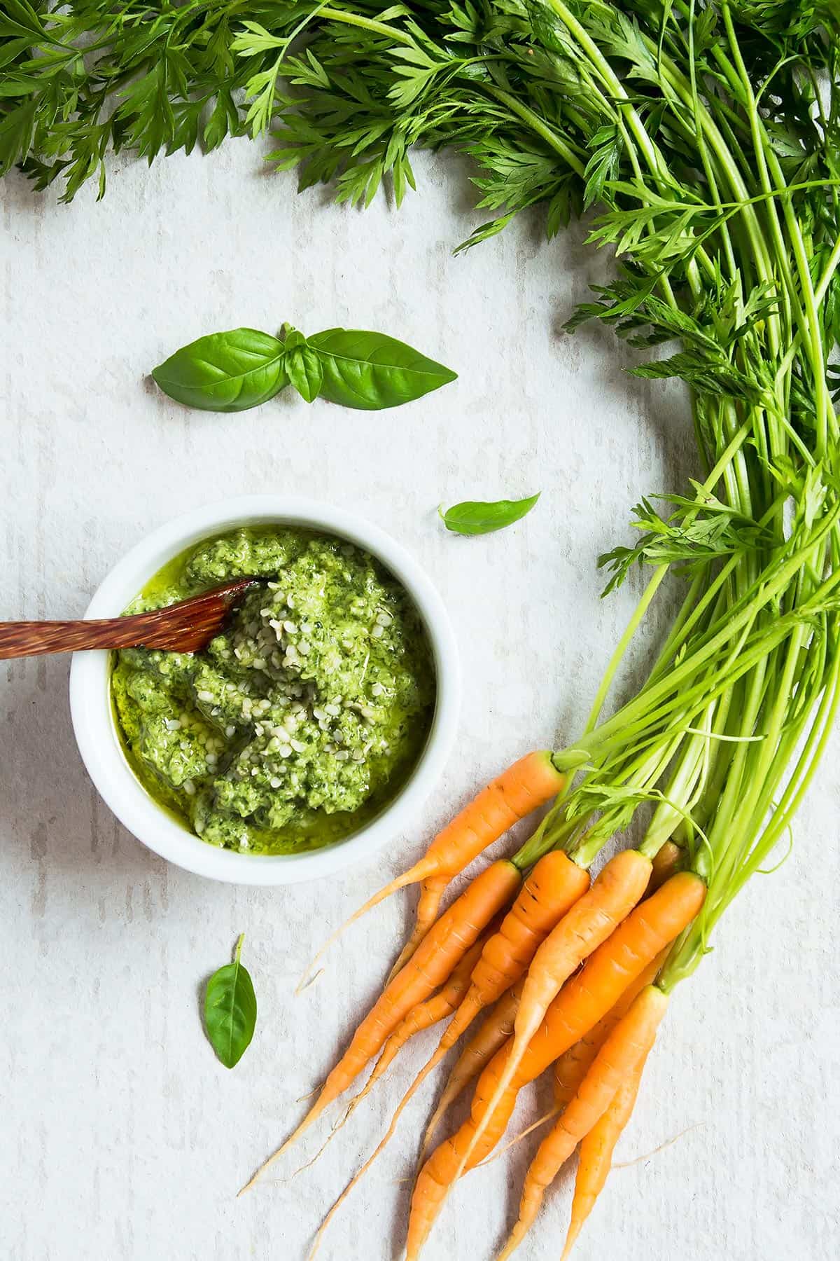 Carrot Top Pesto and Carrots
