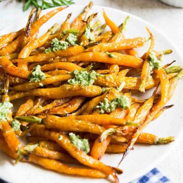 Maple Roasted Baby Carrots with Pesto