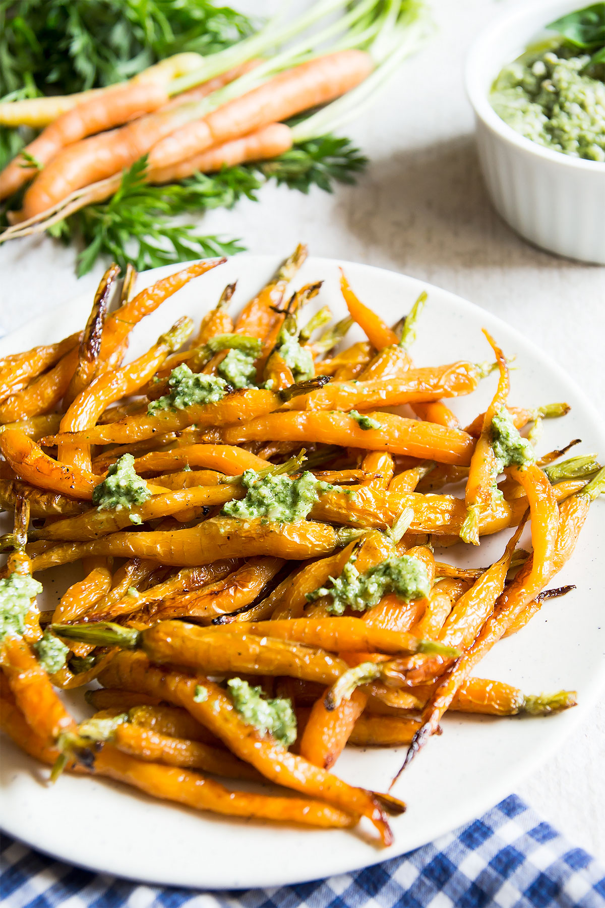Maple Roasted Baby Carrots with Pesto