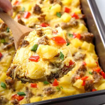 Breakfast Casserole with Eggs, Potatoes and Sausage