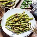 Baked Green Beans with Chocolate Picada Sauce