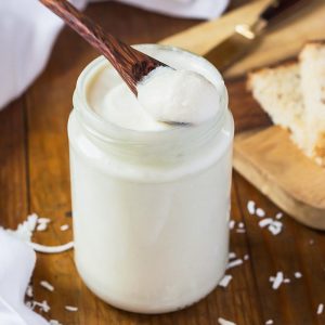 Homemade coconut butter in jar