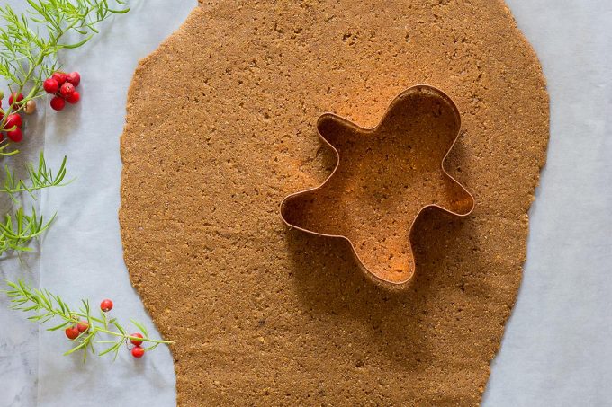Paleo Gingerbread Cookie dough with cookie cutter