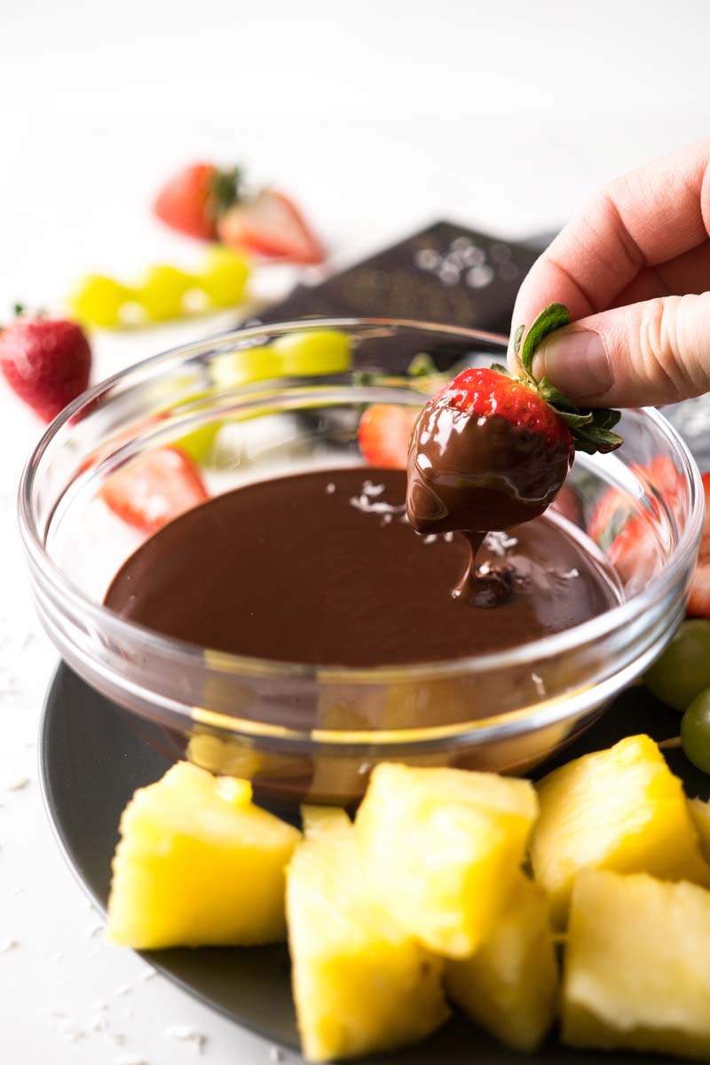 Chocolate Fondue with Hand Dipped Strawberry