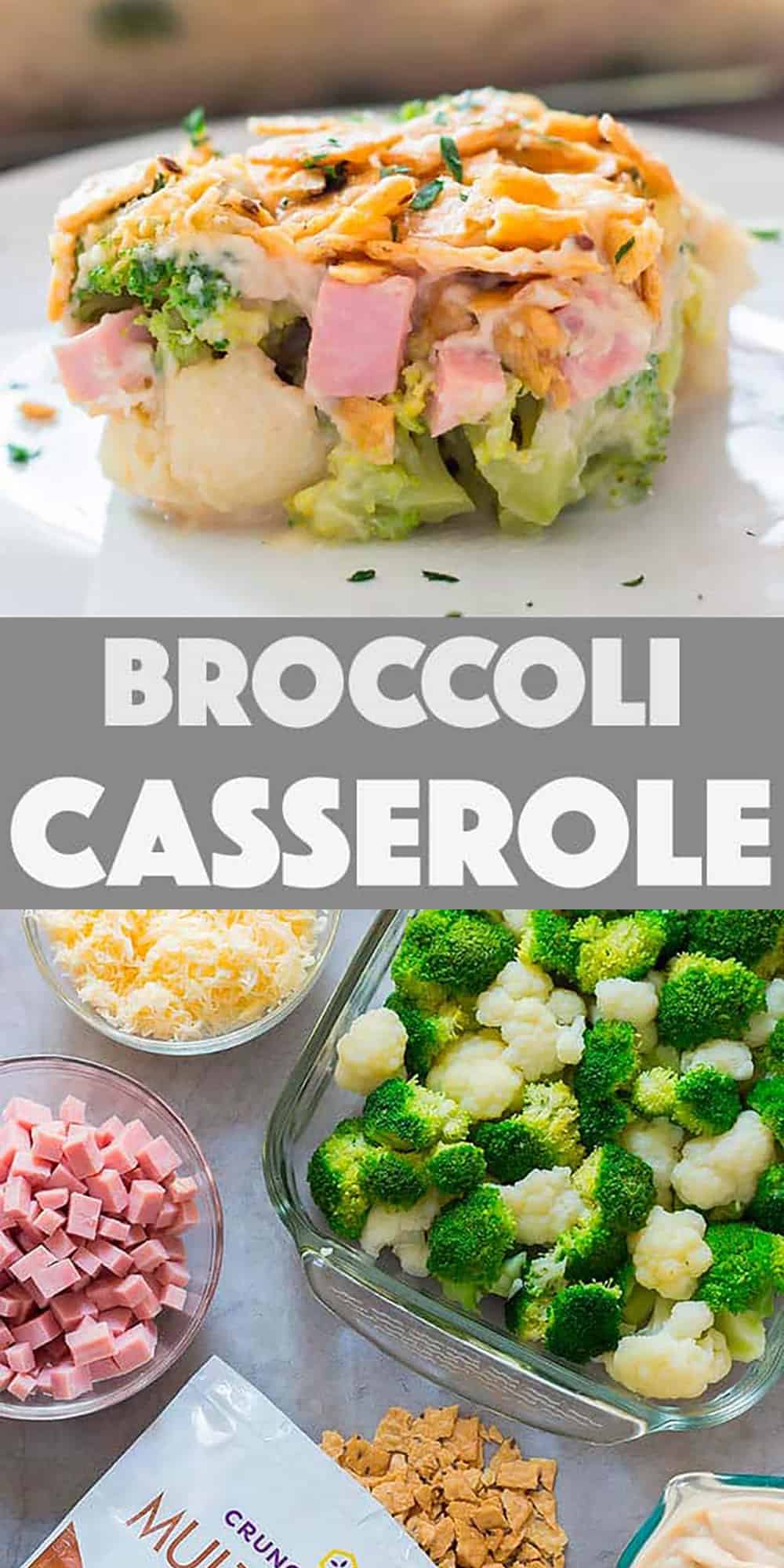 Healthy Cauliflower Broccoli Casserole with Ham