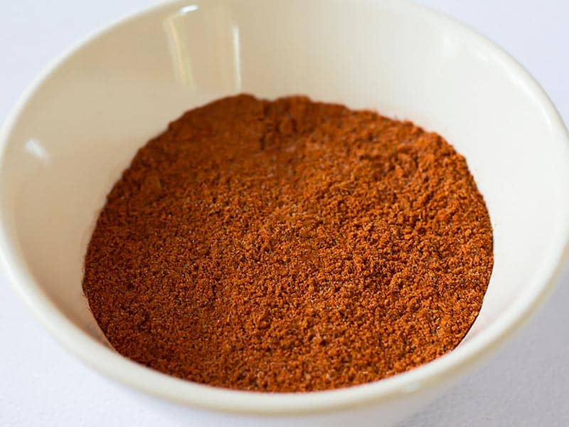 Chili seasoning mixed in a bowl