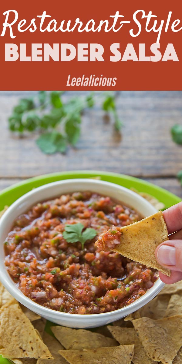 Easy Homemade Salsa in bowl with tortilla chips on plate