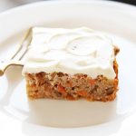Frosted slice of healthy carrot cake