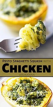Pesto Spaghetti Squash with Chicken - paleo, low carb » LeelaLicious
