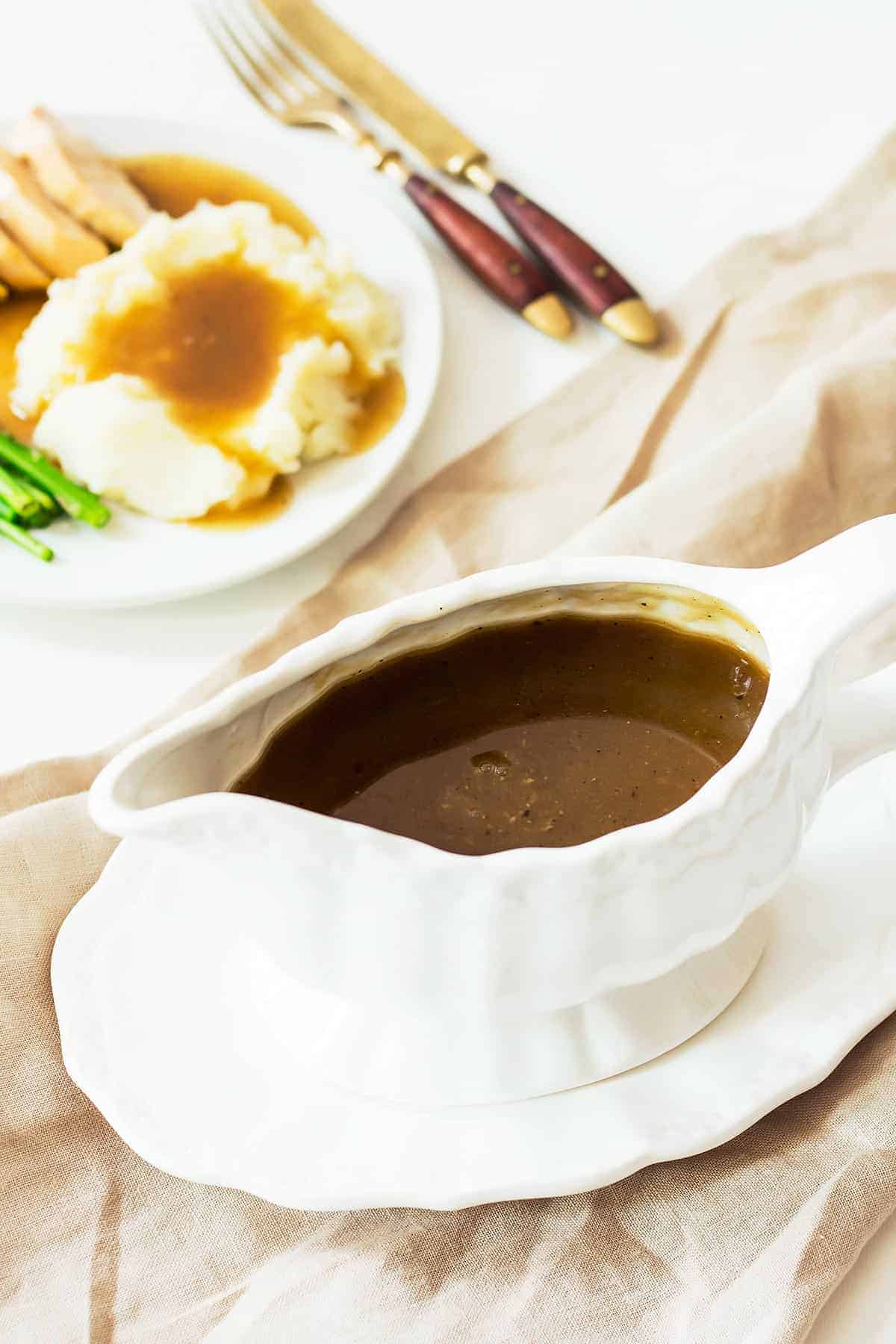 Gravy Boat with Thanksgiving Dinner Plate