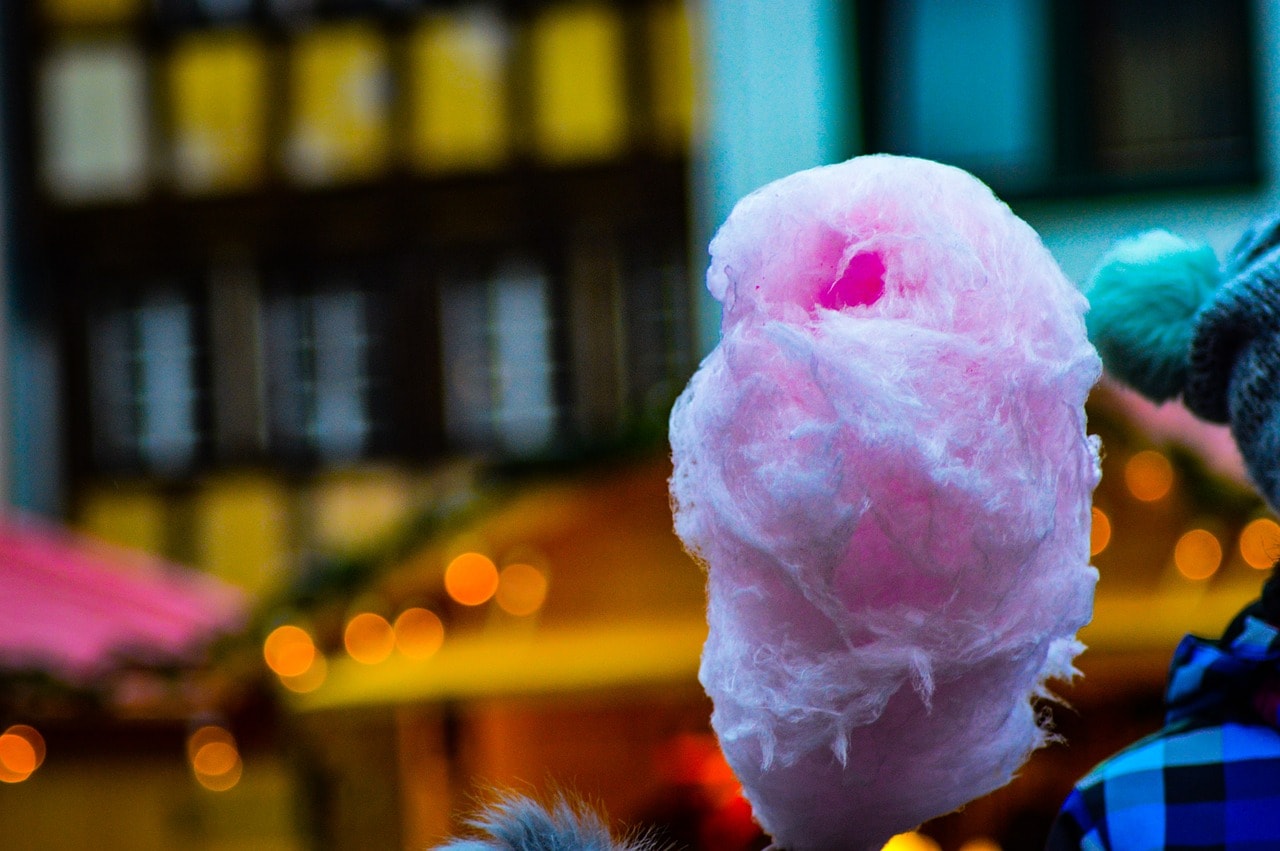 Pink cotton candy on stick