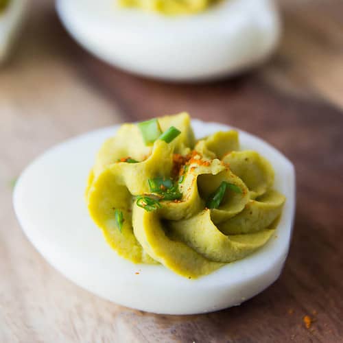 Avocado Deviled Eggs - keto, paleo, without mayo