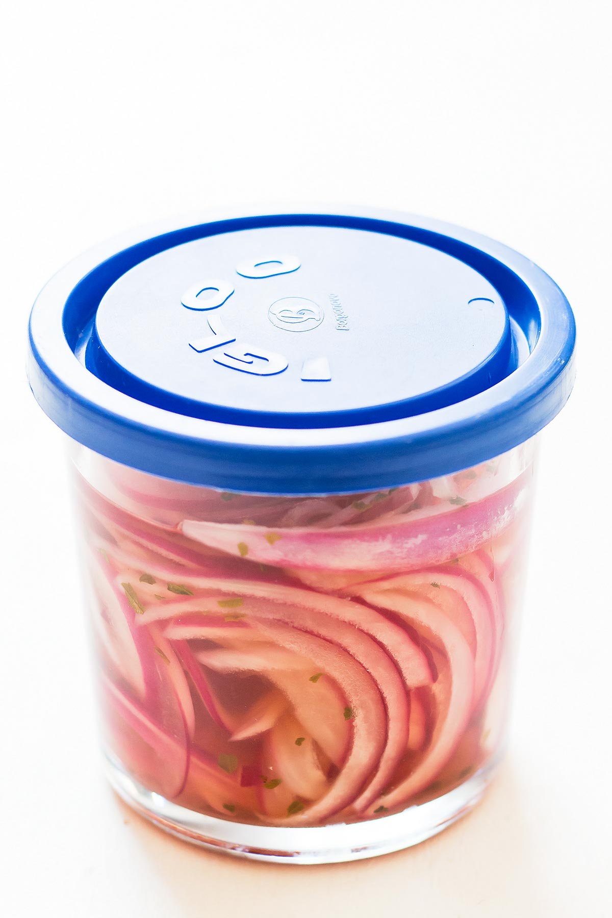 Pickled Red Onions in Storage Container