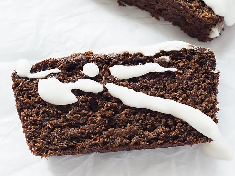 Slice of Chocolate Gingerbread Loaf