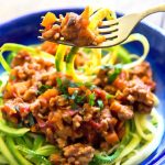 Healthy Bolognese Zoodles on fork
