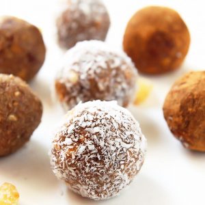 Gingerbread Energy Balls lined up