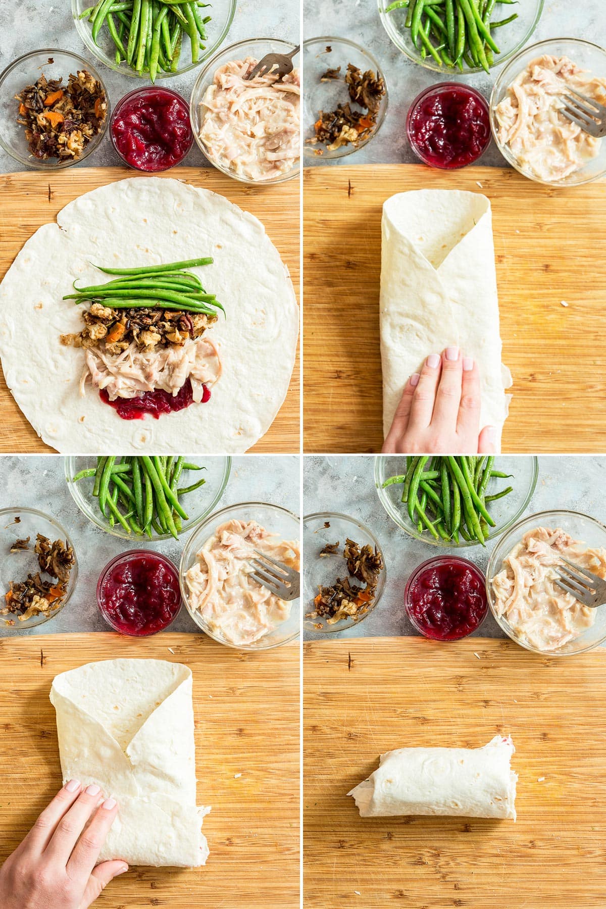Assembling Thanksgiving Burrito Collage