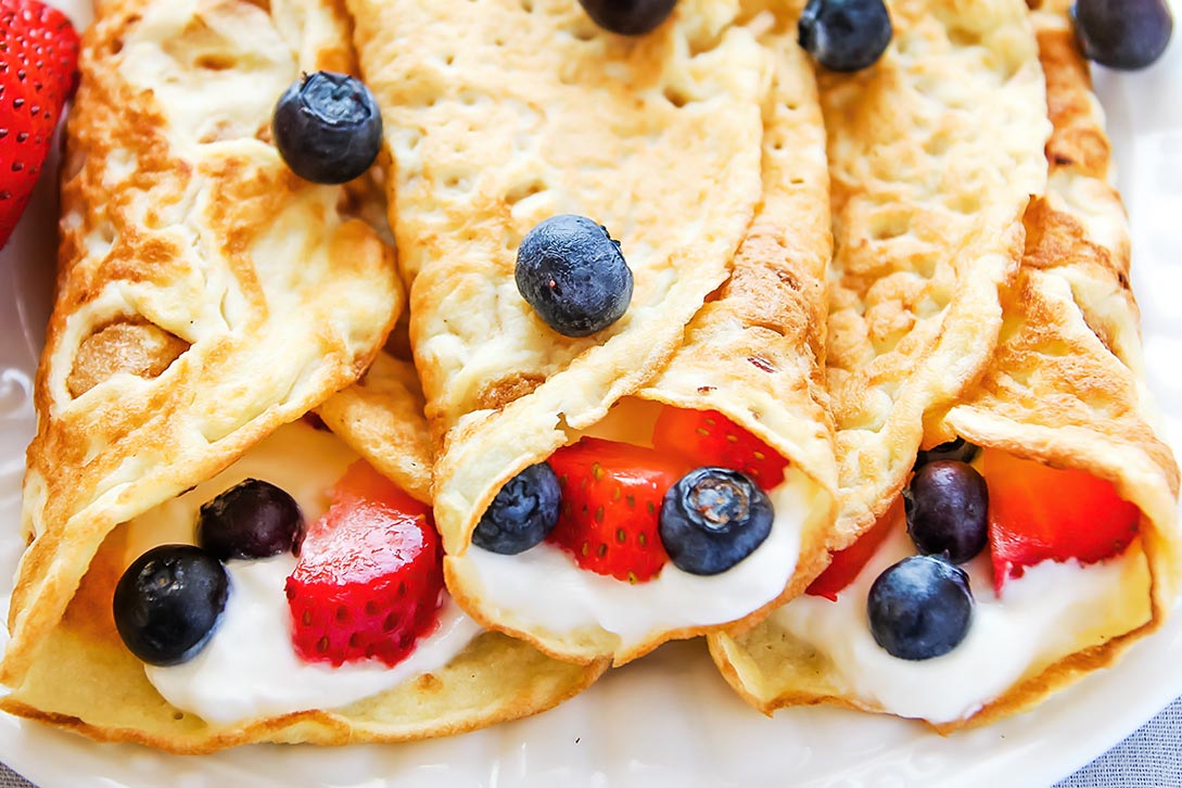 Coconut Flour Crepes with Berry Filling
