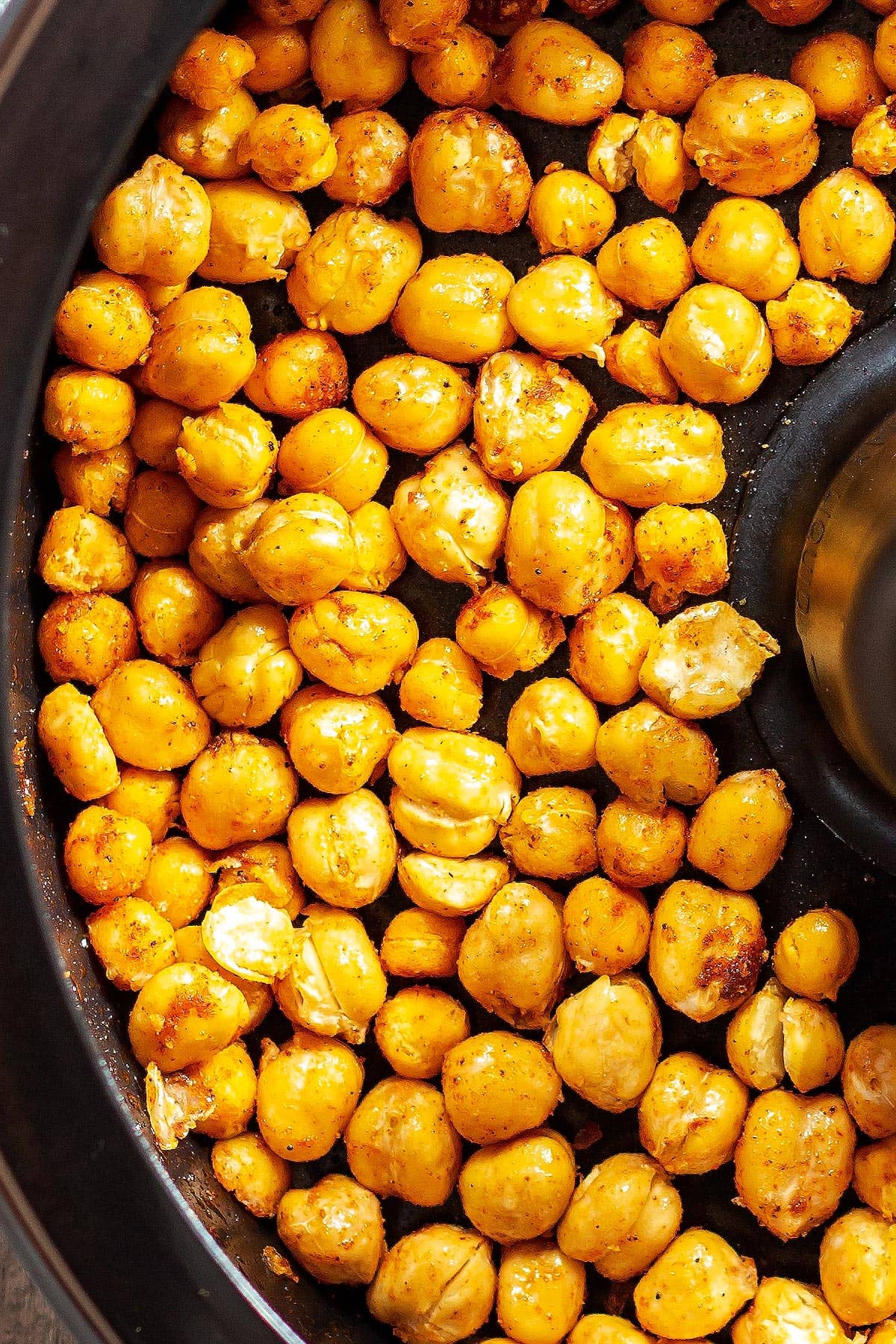 Closeup of Air Fryer Roasted Chickpeas
