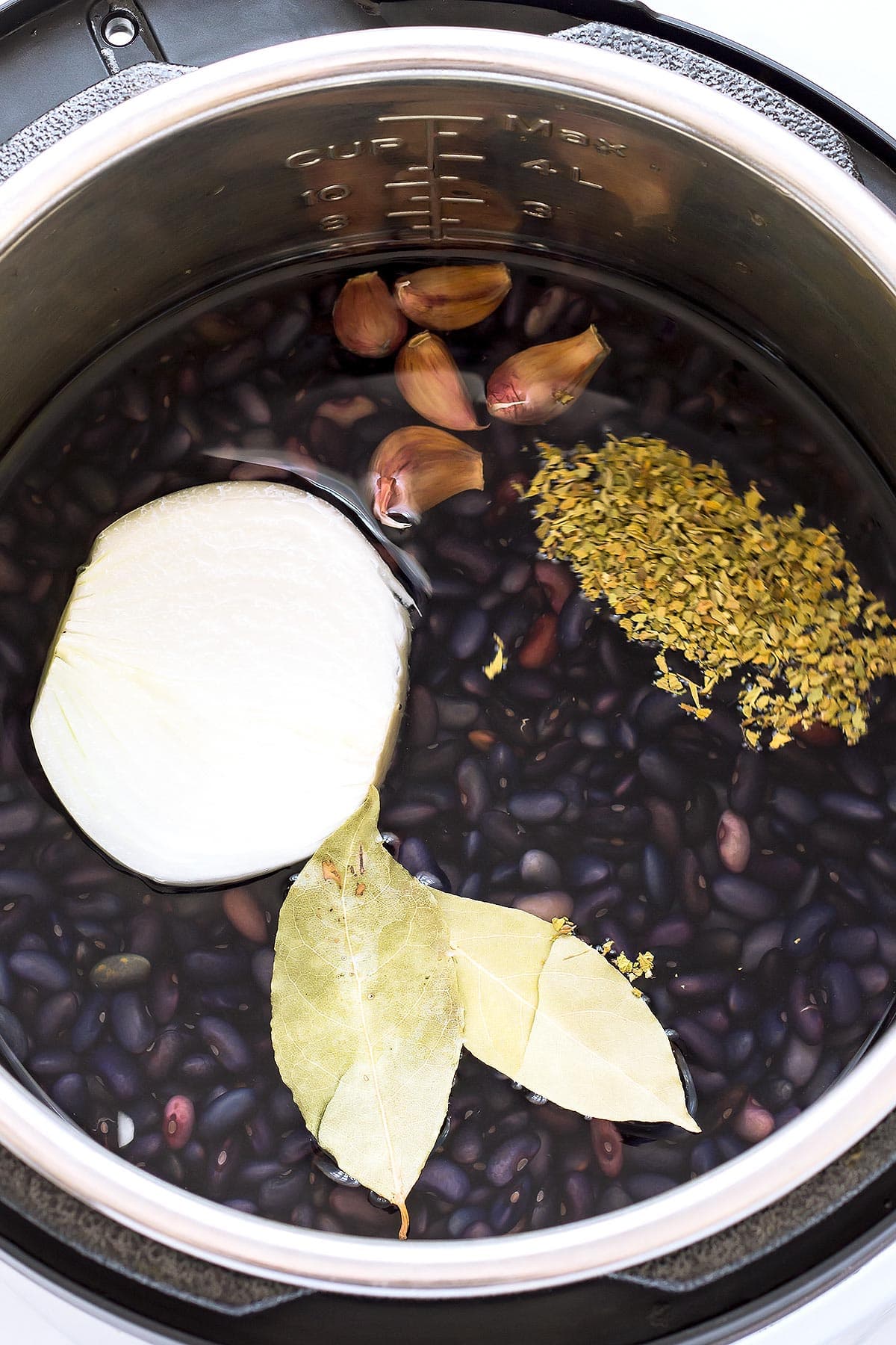 Uncooked black beans in instant pot