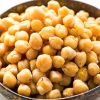 Instant Pot cooked chickpeas in brown bowl