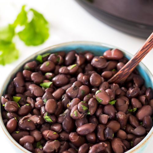 Instant Pot Pressure Cooker Black Beans from Scratch in blue bowl