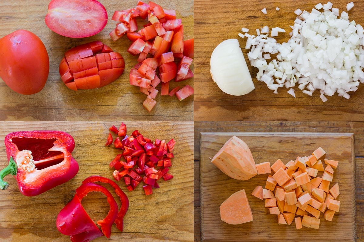 Diced Vegetables for Vegan Chili
