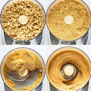 Stages of making peanut butter