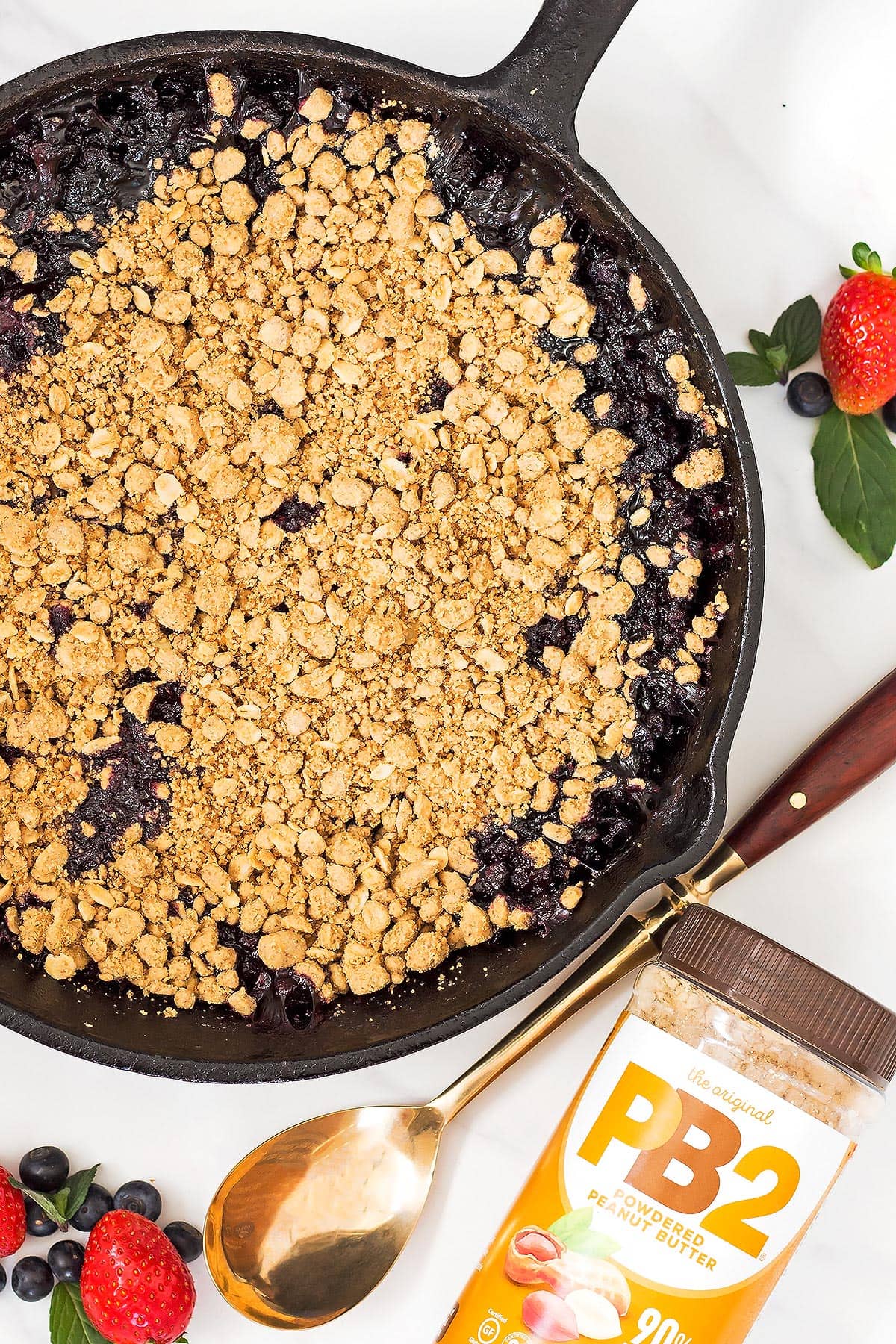 Baked Berry Crumble in Cast Iron Pan