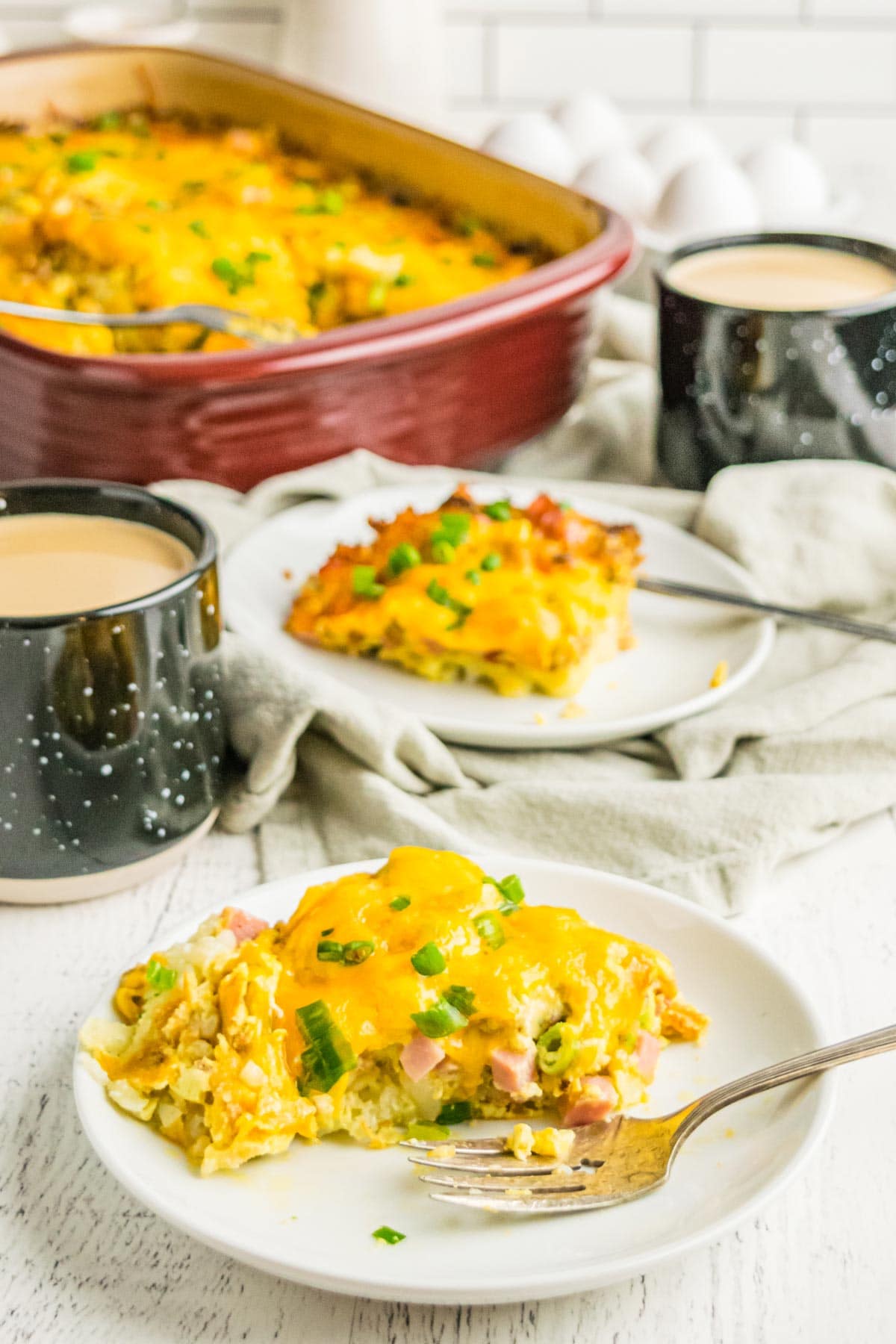 Sausage, egg, hashbrown casserole portions