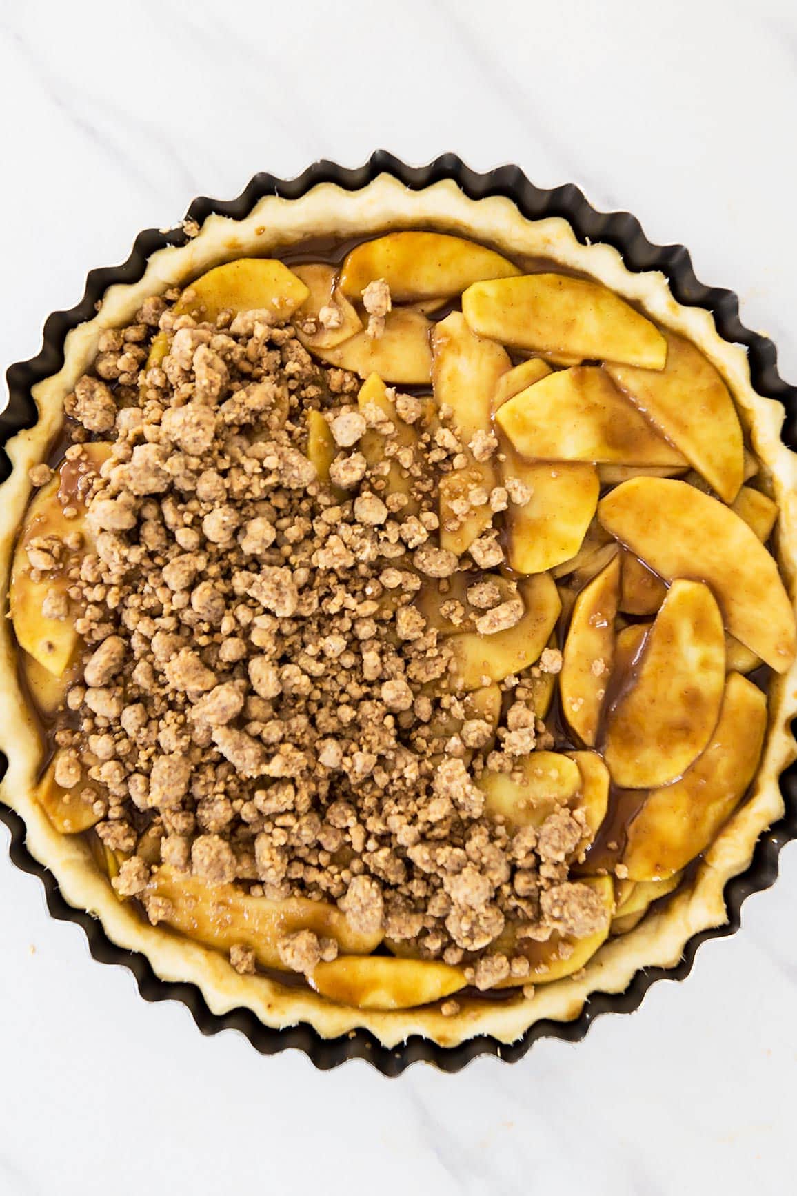 Peanut Butter Apple Pie with crumble topping