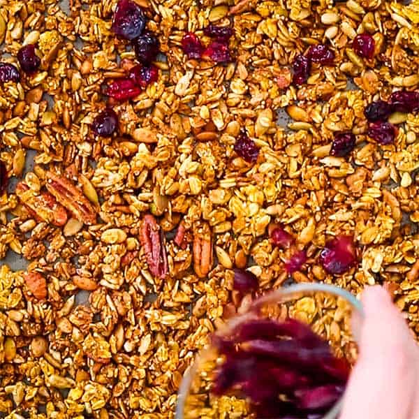 pumpkin spice granola with cranberries