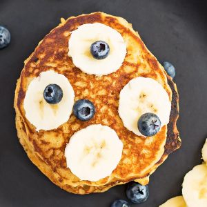 Sourdough Starter Pancakes with Bananas and Blueberries