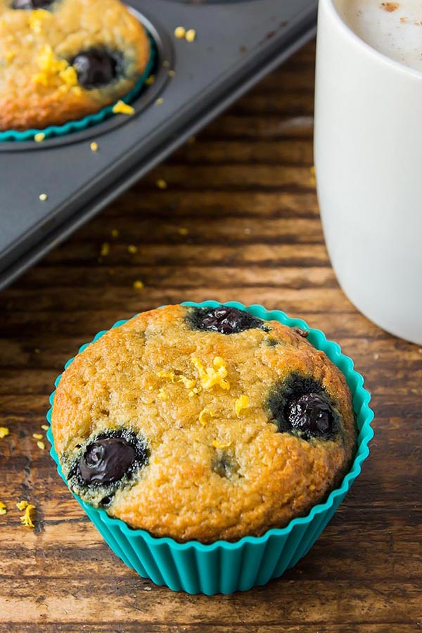 Gluten Free Blueberry Muffin in silicone baking cup