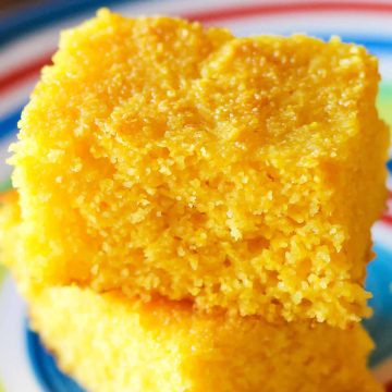 Stack of two pieces of gluten free cornbread