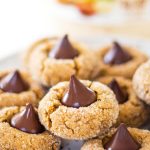 Flourless Peanut Butter Cookies stacked on plate