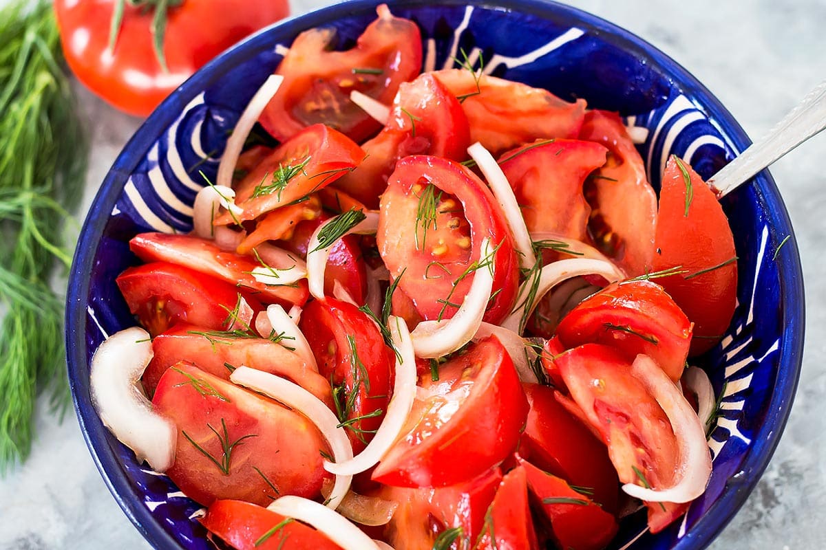 Uzbek Tomato Onion Salad for Plov