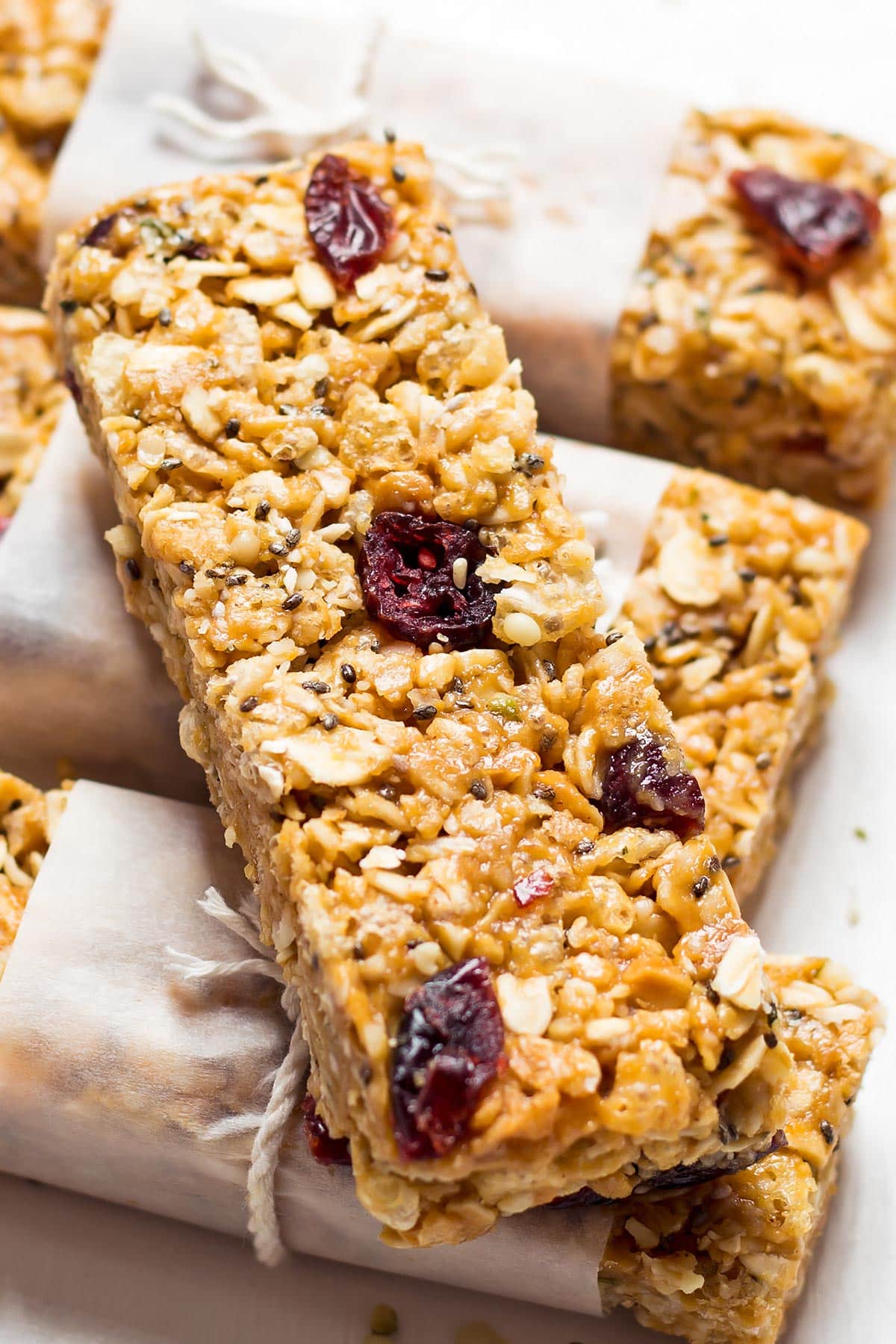 Healthy Homemade Granola Bars with seeds and dried fruit