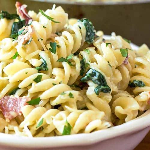 Creamy Bacon Pasta with Spinach