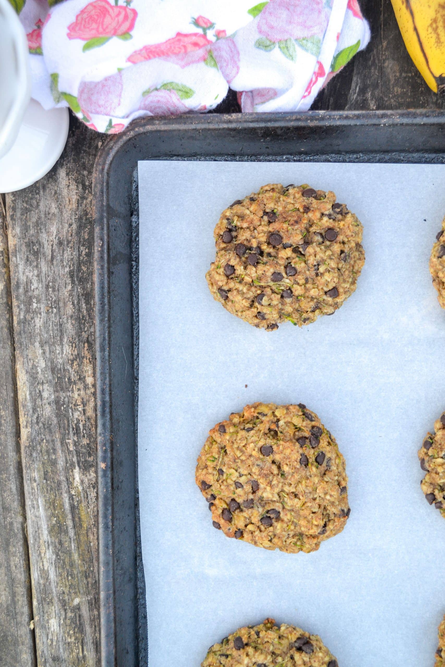 veggie oatmeal cookies on baking sheet
