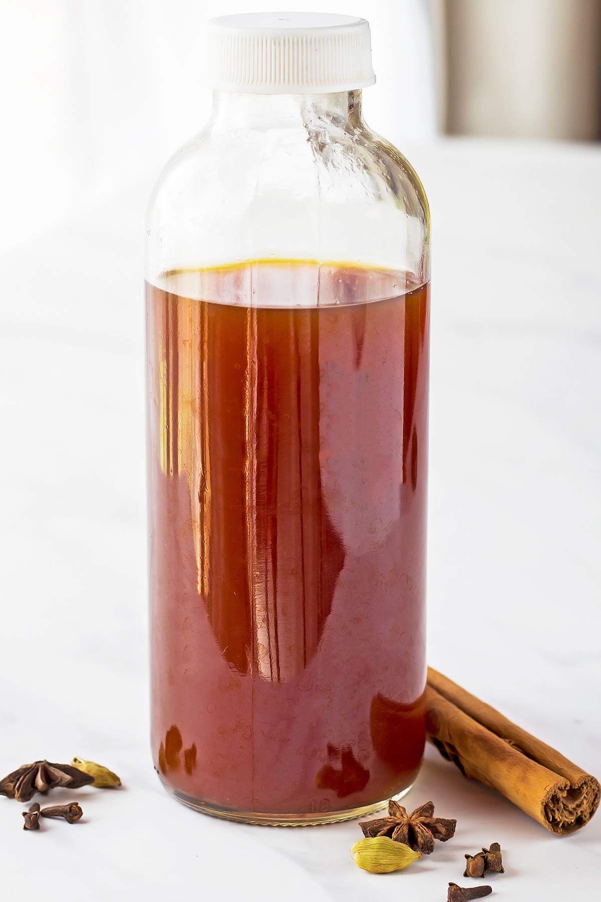 Chai Tea Concentrate in a glass bottle