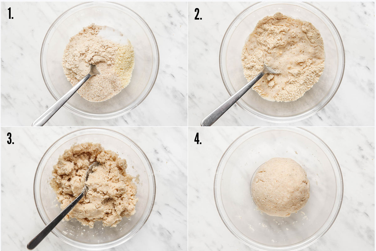 4 steps of making coconut flour wrap dough