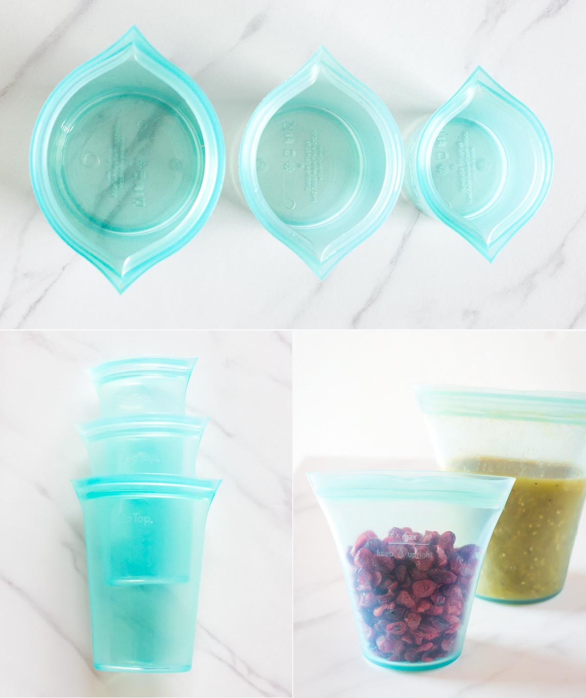 Zip Top Silicone cups in 3 sizes