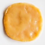 Fully grown jelly like kombucha scoby on a white plate