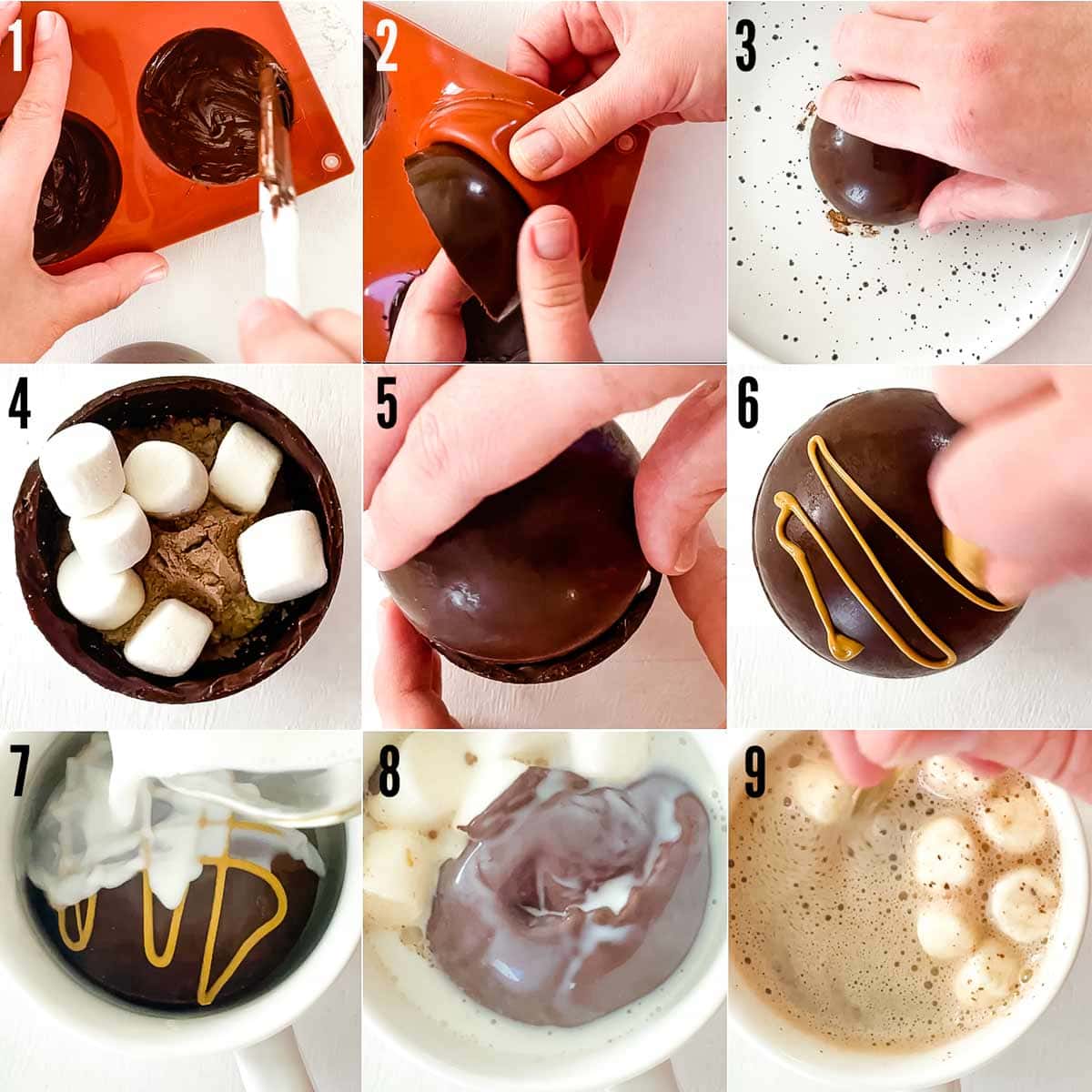 9 step picture tutorial how to make peanut butter hot chocolate bombs