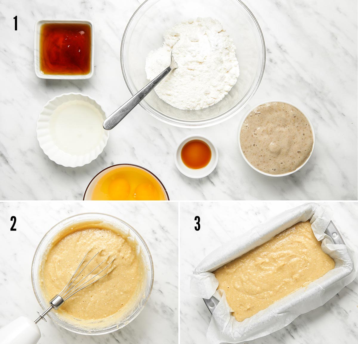 How to make grain free Banana bread batter in three steps