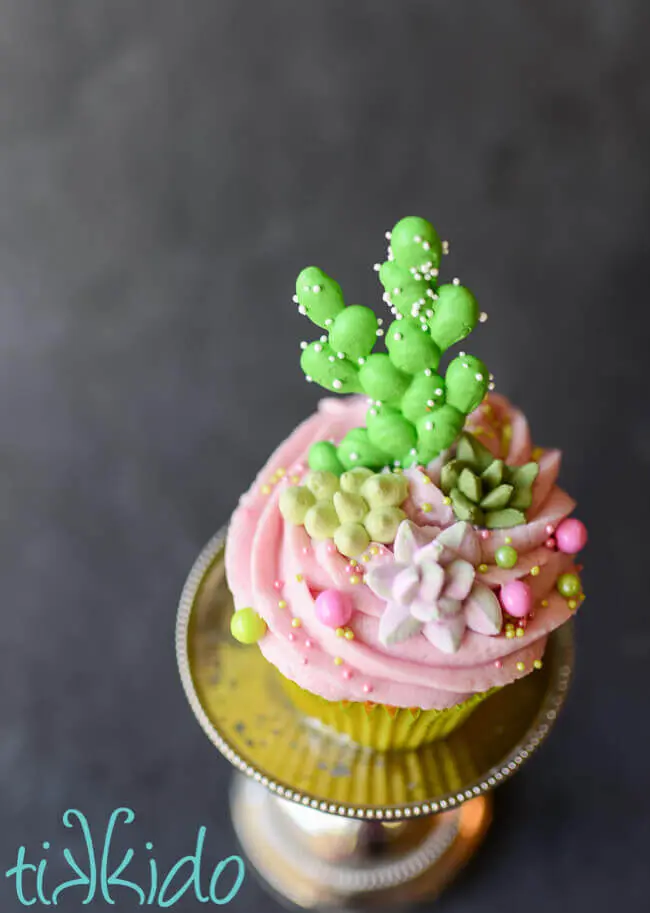 Prickly Pear Cupcakes and frosting