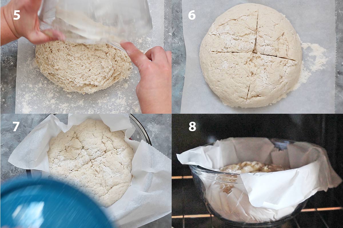 Shaping and baking sourdough bread steps 5-8