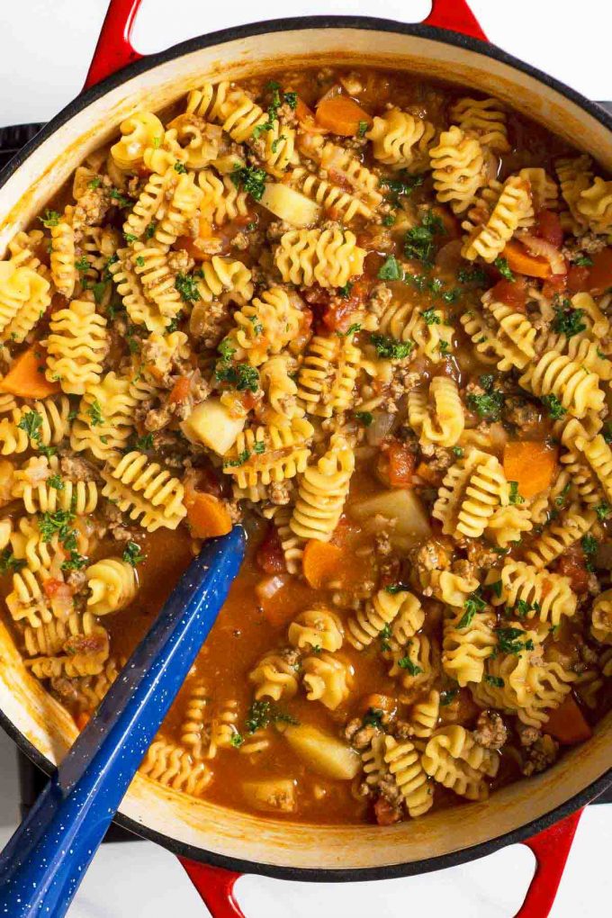 Ground Beef Stew with Pasta - Paraguayan Guiso » LeelaLicious