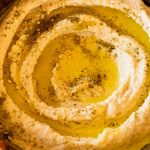 Garlic hummus in bowl